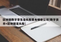 区块链数字孪生龙头股票有哪些公司[数字货币+区块链龙头股]