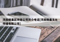 河南蜂巢区块链公司简介电话[河南蜂巢文化传播有限公司]